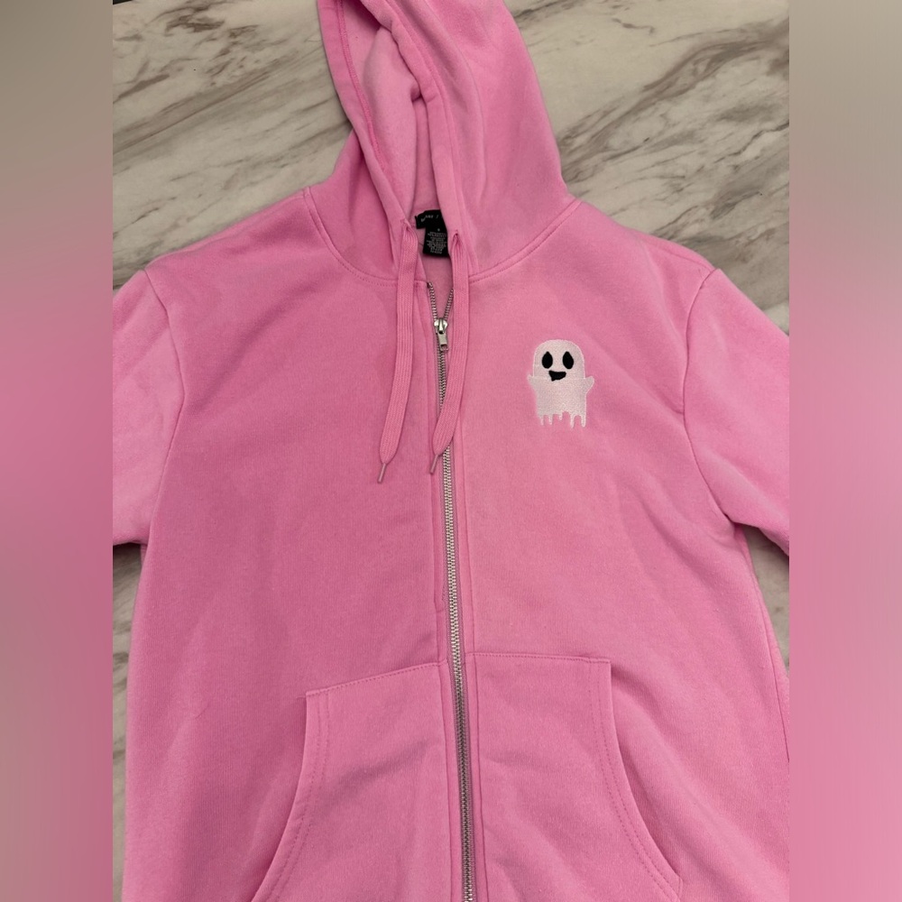 Better Together Pink Sweatshirt Hoodie With Embroidered Ghost - Picture 12 of 12